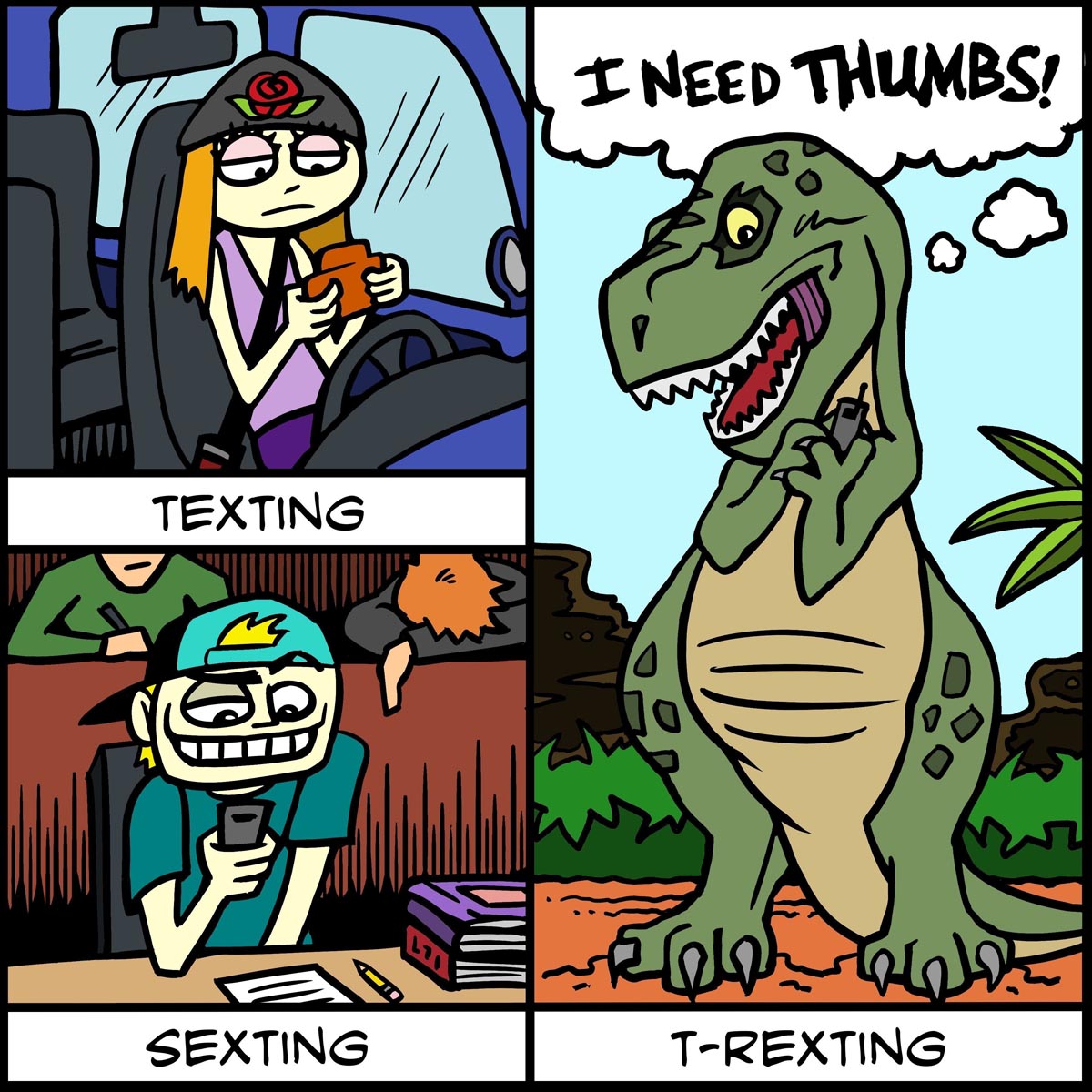random pic t rex jokes - I Need Thumbs! Texting Ralph Wald TRexting Sexting