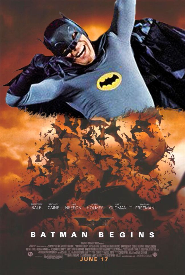 Adam West version of Batman Begins poster