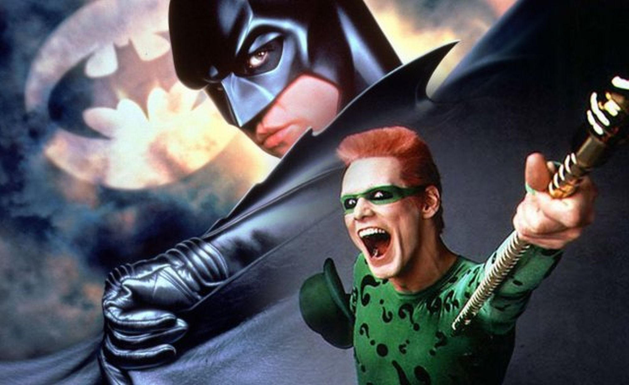 Batman 6. Бэтмен навсегда 1995. Джим Керри 1995. Загадочник Бэтмен Джим Керри.