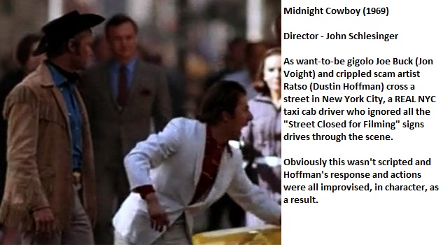 Midnight Cowboy - Midnight Cowboy 1969 Director John Schlesinger As wanttobe gigolo Joe Buck Jon Voight and crippled scam artist Ratso Dustin Hoffman cross a street in New York City, a Real Nyc taxi cab driver who ignored all the "Street Closed for Filmin