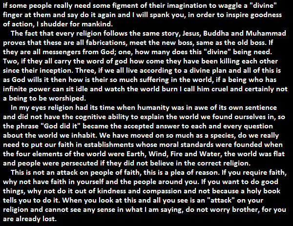 My actual thoughts on religion...