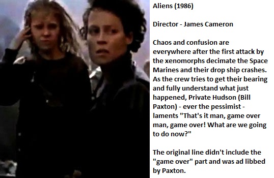 photo caption - Aliens 1986 Director James Cameron Chaos and confusion are everywhere after the first attack by the xenomorphs decimate the Space Marines and their drop ship crashes. As the crew tries to get their bearing and fully understand what just ha