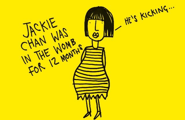 cartoon - He'S Kicking... Jackie Chan Was In The Womb na For 12 Months