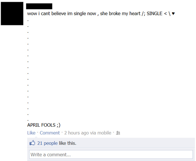 Facebook equals worst place for April Fools
