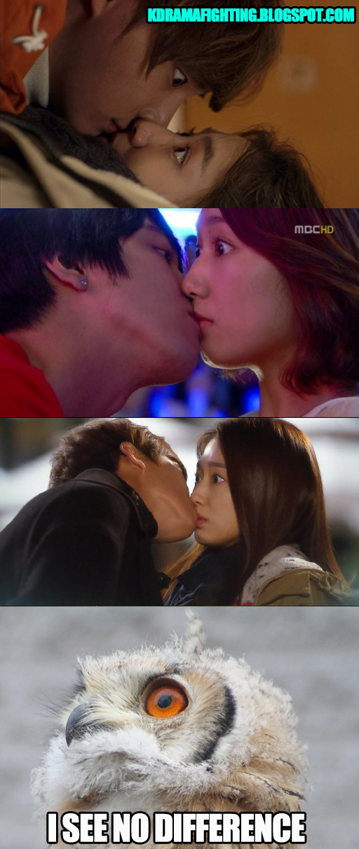The bird stare is nothing new to anyone who has seen Park Shin Hye kissing. Just kidding!