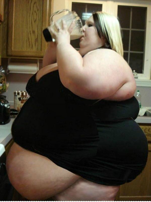 fat woman drinking