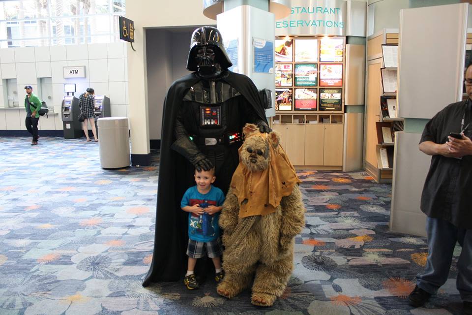 Darth Vader with a Sith Apprentice and dinner, I mean, an Ewok.