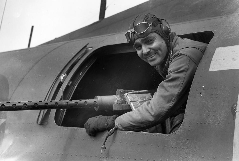 Clark Gable. After his wife, Carole Lombard, was killed in a plane crash returning from a war bond tour, the 'Gone With The Wind' star signed up with the U.S. Army Air Force. Gable was given a special assignment to make a film to recruit aerial gunners, and flew combat missions on Flying Fortresses over Europe.