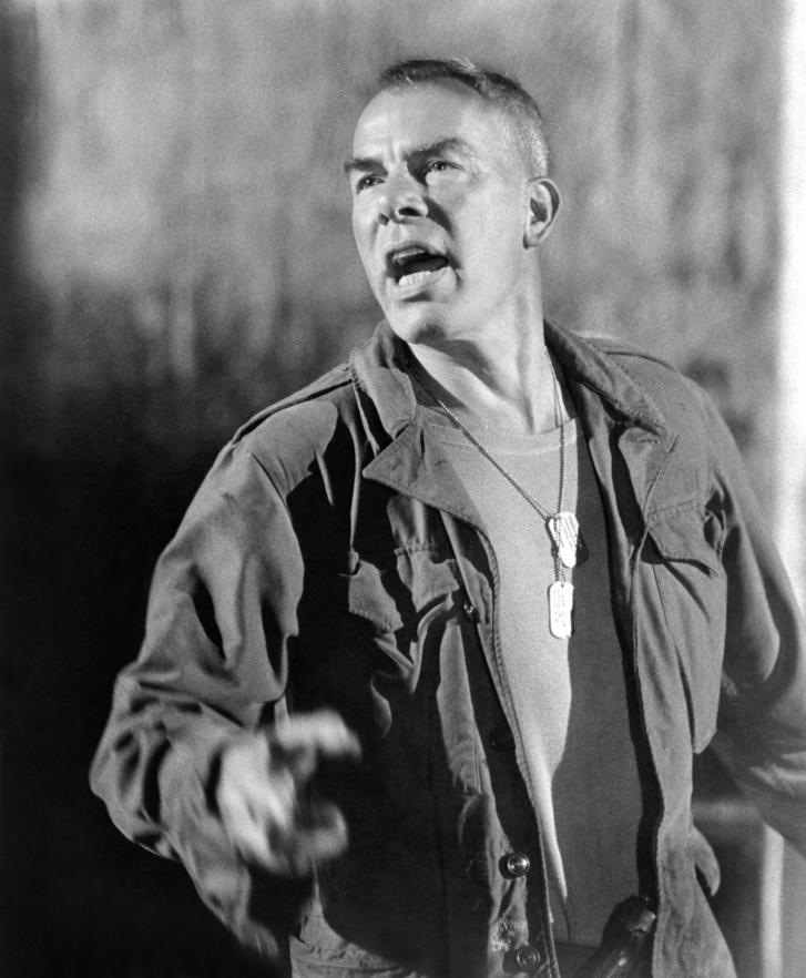 Lee Marvin. US Marines. Shot in the ass during the Battle of Saipan. Not a joke, look it up