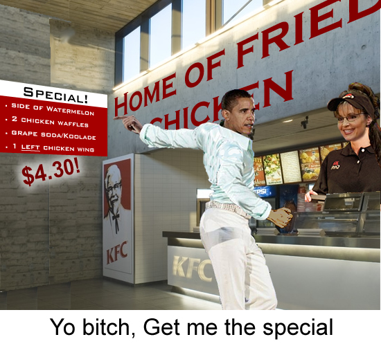 Obama ordering the special menu at KFC