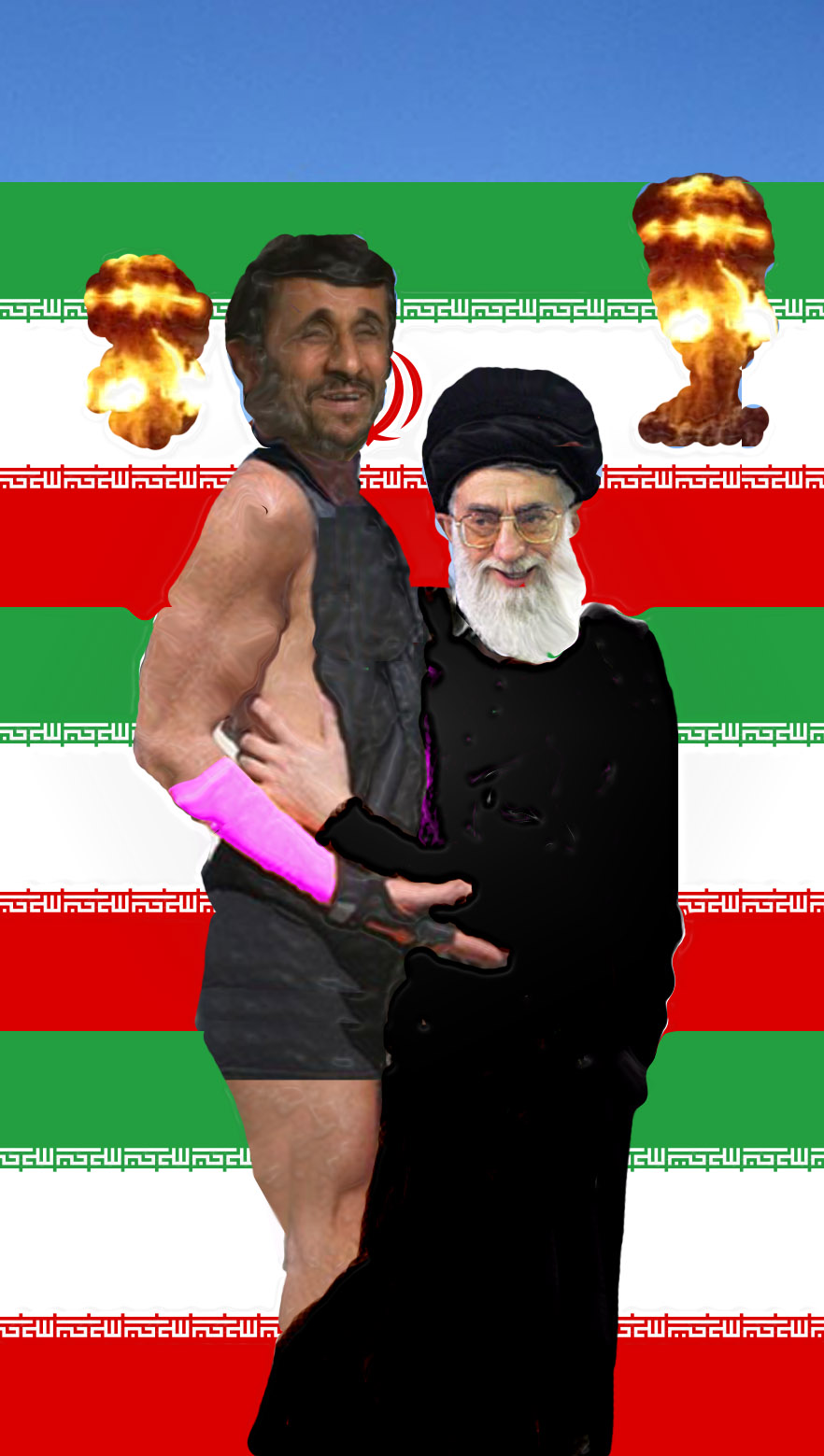 The Iranian President and the Supreme Leader getting a little too close.  