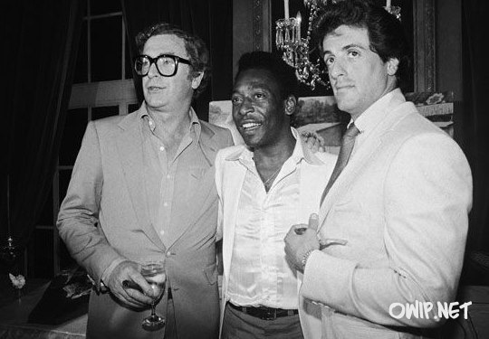 Michael Caine, Pele and Sylvester Stallone in one Photo
