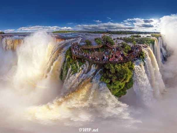 Iguazu Falls, located on the border of Brazil and Argentina