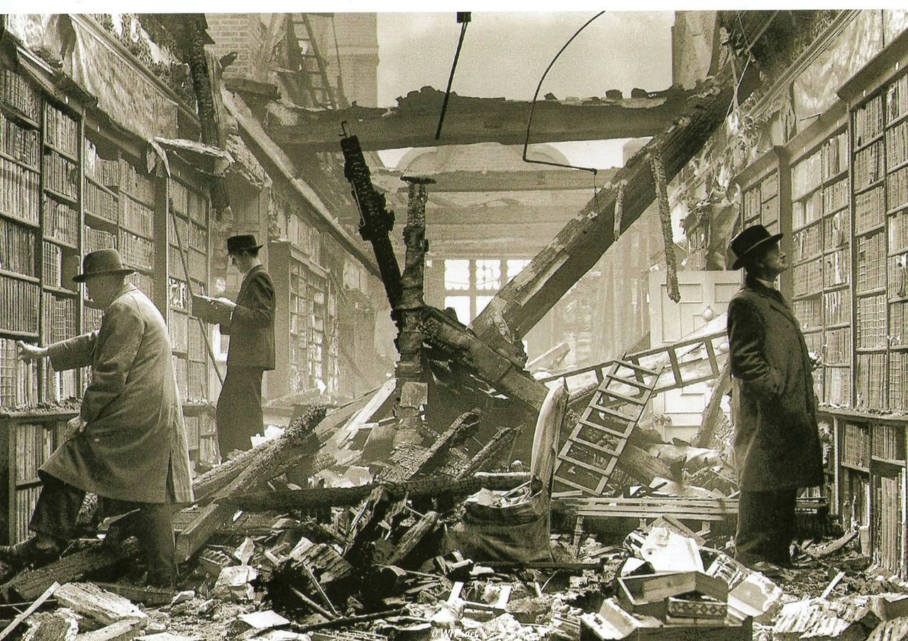 Library after the bombings, London, 1940