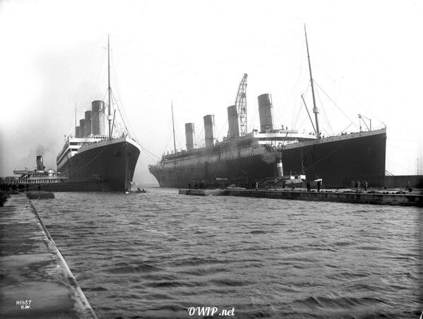 Olympic and Titanic in Belfast, 1912