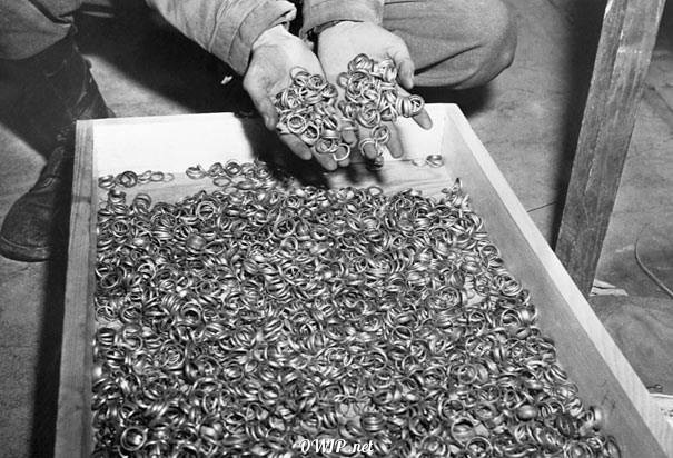 Wedding rings, of those who died in German concentration camp Buchenwald, 1945
