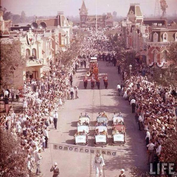 The opening day of Disneyland in 1955