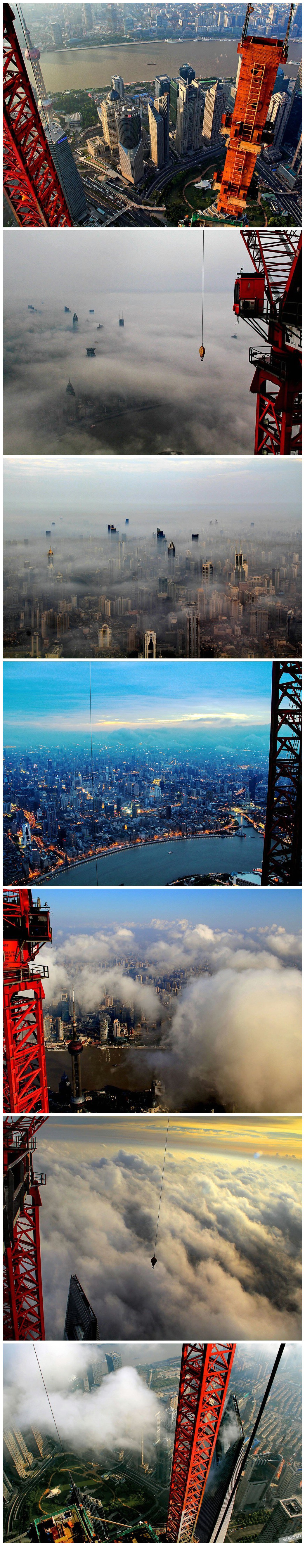 Crane operator who works in Chinese capital city Shanghai shared the views he sees everyday at his workplace.