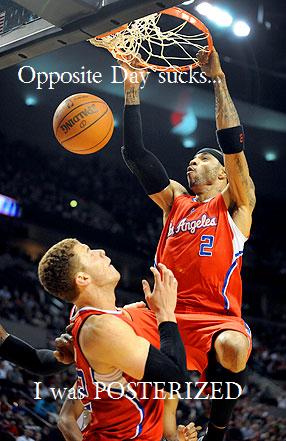 Blake Griffin on the opposite end of a dunk...by teammate Kenyon Martin.