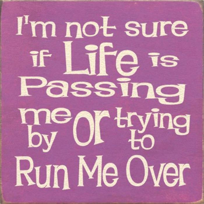 sign - I'm not sure if Life is Passing me or trying Run Me Over