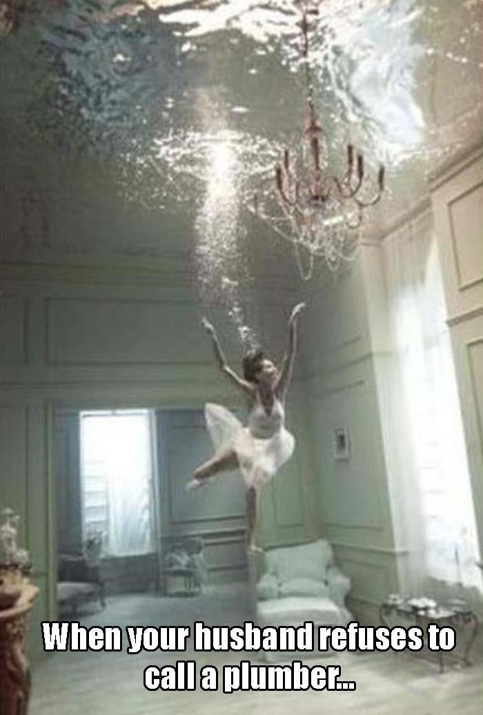 underwater fashion photography - When your husband refuses to call a plumber...