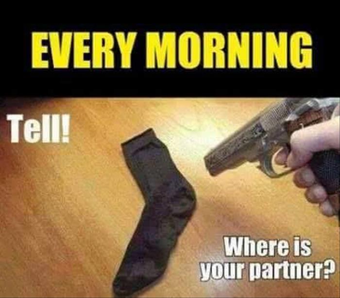 every morning memes socks - Every Morning Tell! Where is your partner?