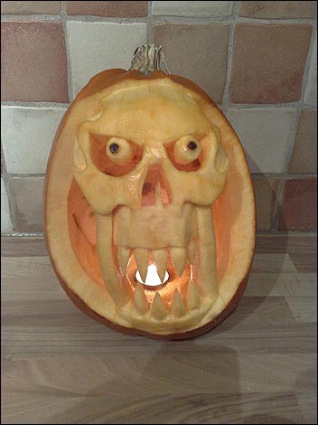 a difficult carved pumpkin
