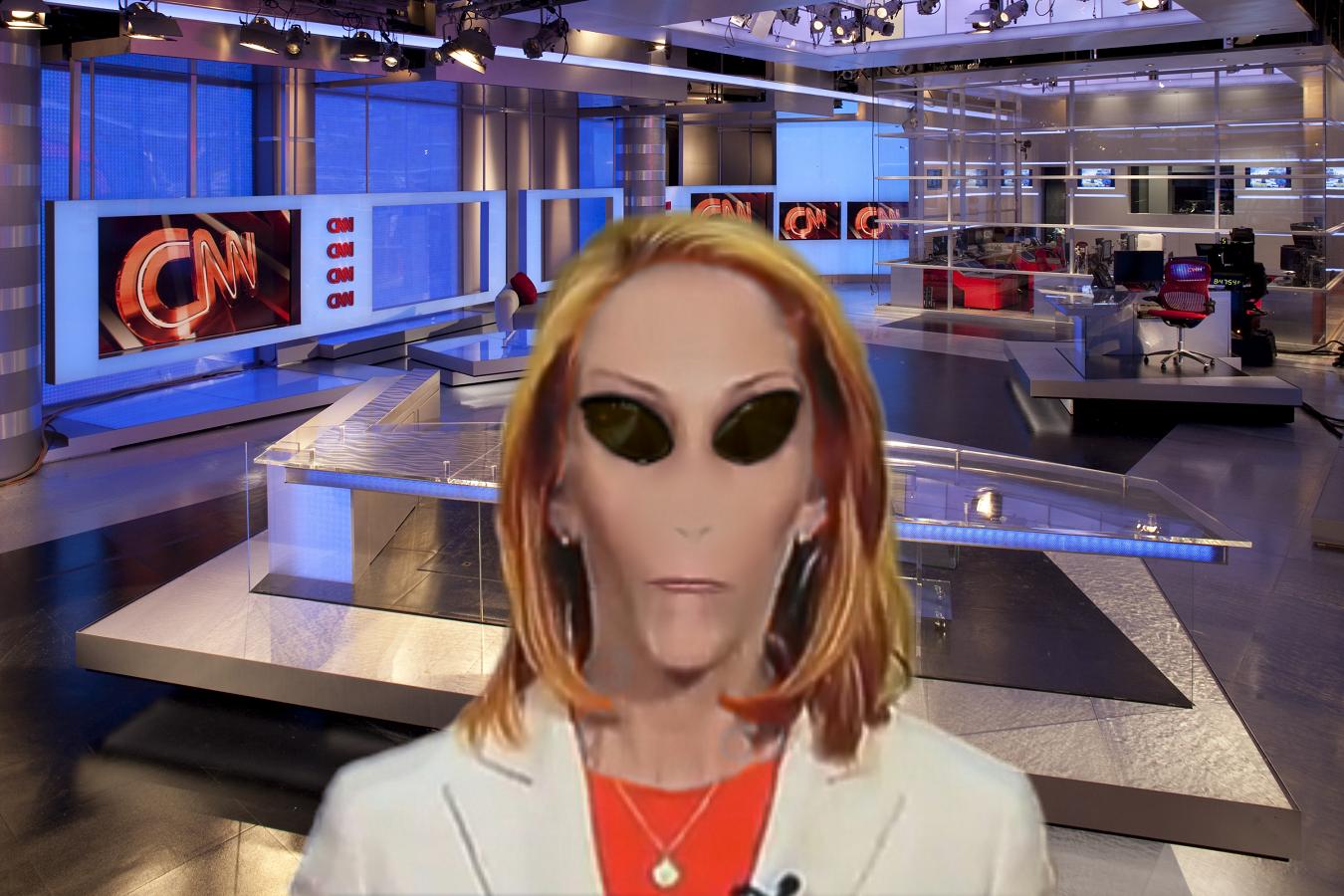 A shocking scene at CNN Studios today reveals That Dana Bash is an undercover Alien agent from Uranus !!