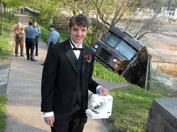 I remember my first tux and sewing machine photo
