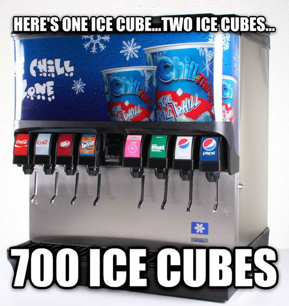 soda dispenser machine - Here'S One Ice Cube... Two Ice Cubes... Chell delle Coke mist pepsi 700 Ice Cubes