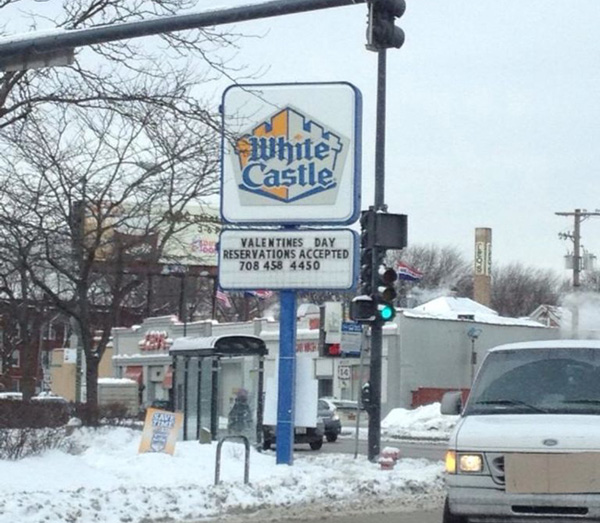 snow - white Castle Valentines Day Reservations Accepted 708 458 4450