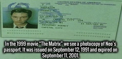 neo passport - Anderson Tomas A. Passport Agency Capital City In the 1999 movie "The Matrix" we see a photocopy of Neo's passport. It was issued on and expired on .