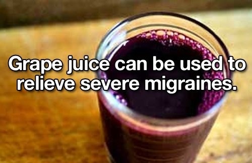 grape juice migraines - Grape juice can be used to relieve severe migraines.