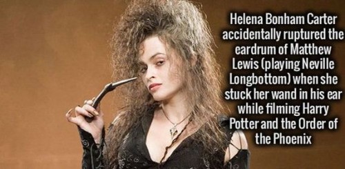 bellatrix lestrange costume - Helena Bonham Carter accidentally ruptured the eardrum of Matthew Lewis playing Neville Longbottom when she stuck her wand in his ear while filming Harry Potter and the Order of the Phoenix