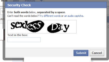 CAPTCHA - Security Check Enter both words below, separated by a space. Can't read the words below? Try different words or an audio captcha. Al sexless Day Text in the box Submit Cancel