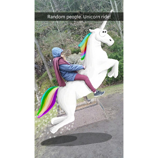 snapchat doodle figurine - Random people. Unicorn ride!