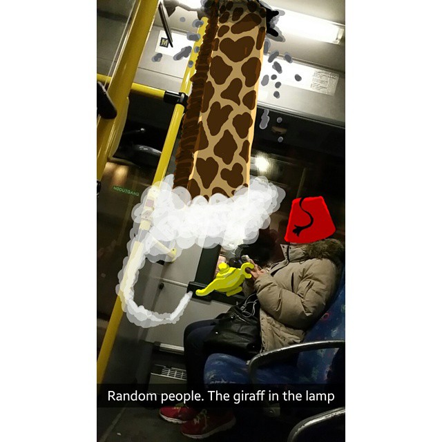 snapchat doodle Random people. The giraff in the lamp