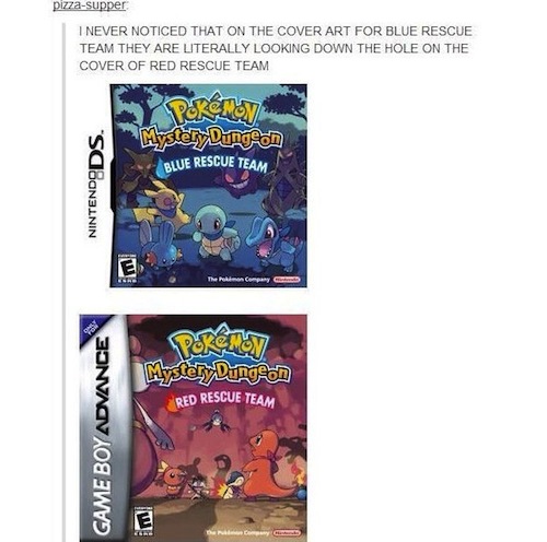tumblr  - pokemon blue rescue team - pizzasupper I Never Noticed That On The Cover Art For Blue Rescue Team They Are Literally Looking Down The Hole On The Cover Of Red Rescue Team Zamon Mystery Dungeon Blue Rescue Team Nintendo Ds. The Plan Company God P