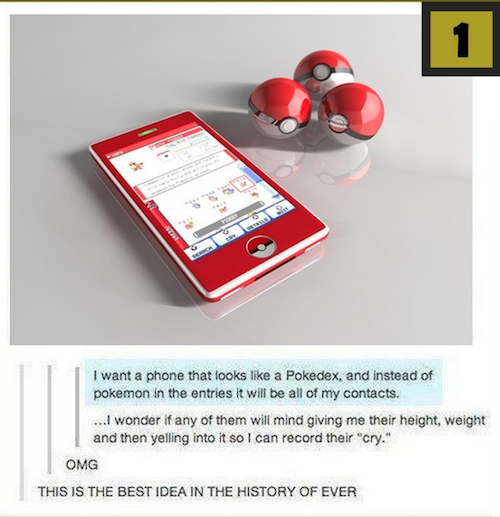 tumblr  - pokedex phone cover - I want a phone that looks a Pokedex, and instead of pokemon in the entries it will be all of my contacts. ...I wonder if any of them will mind giving me their height, weight and then yelling into it so I can record their "c