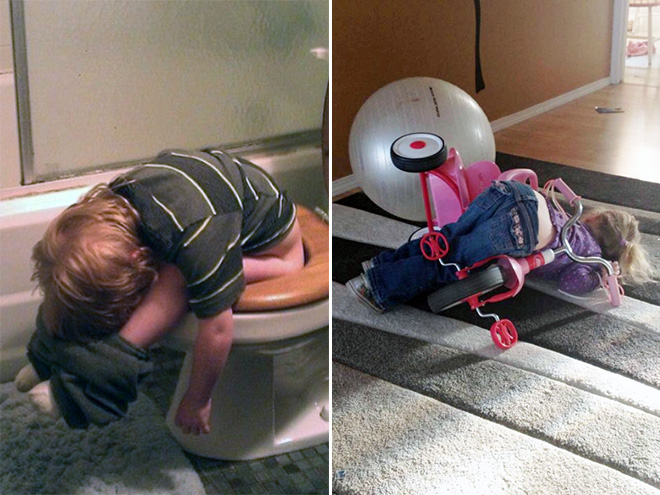 Kids,Like Drunks Fall Asleep Anywhere...