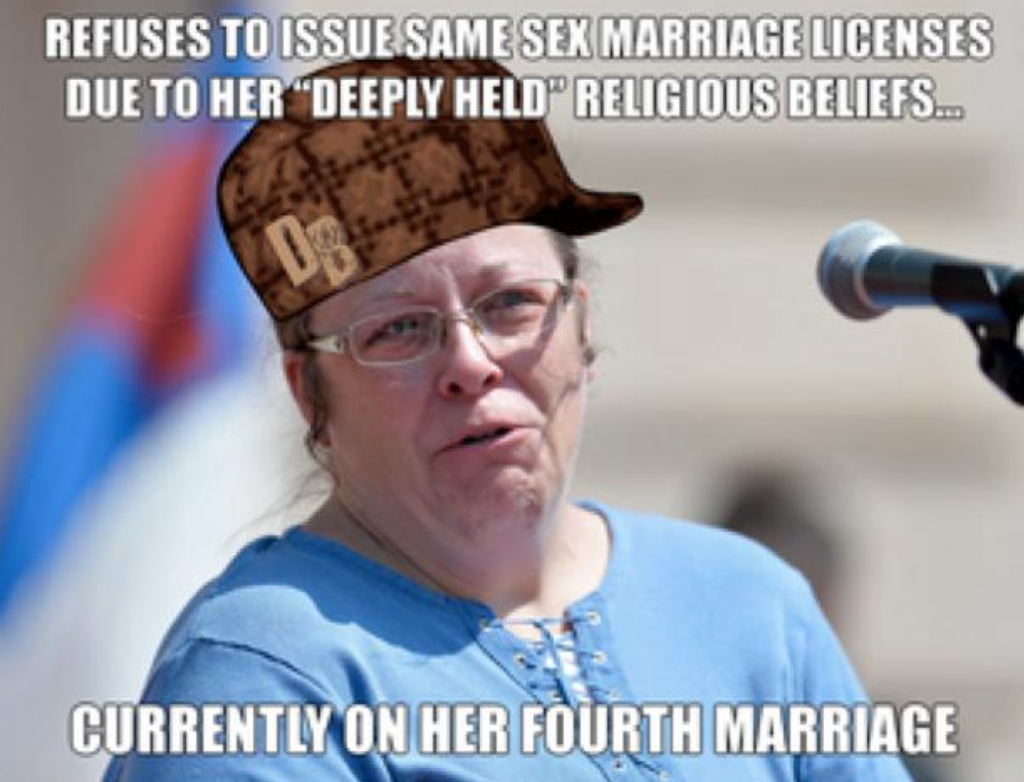 Does Kim Davis get an employee discount on marriage licenses? The Kentucky court clerk making headlines for her refusal to grant licenses to same-sex couples is now on her fourth marriage, reports US News & World Report, noting that the 49-year-old was divorced in 1994, 2006, and in 2008