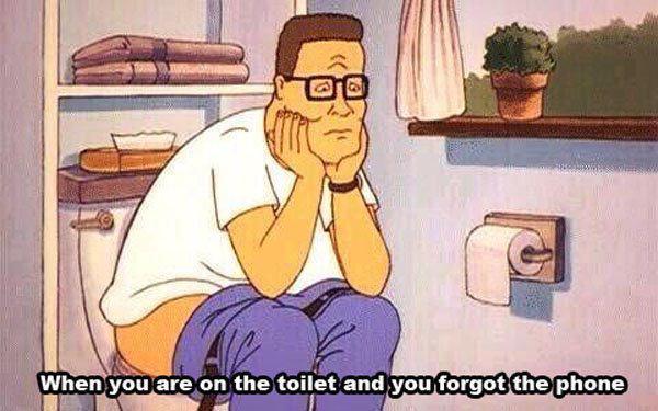 pooping gif - When you are on the toilet and you forgot the phone