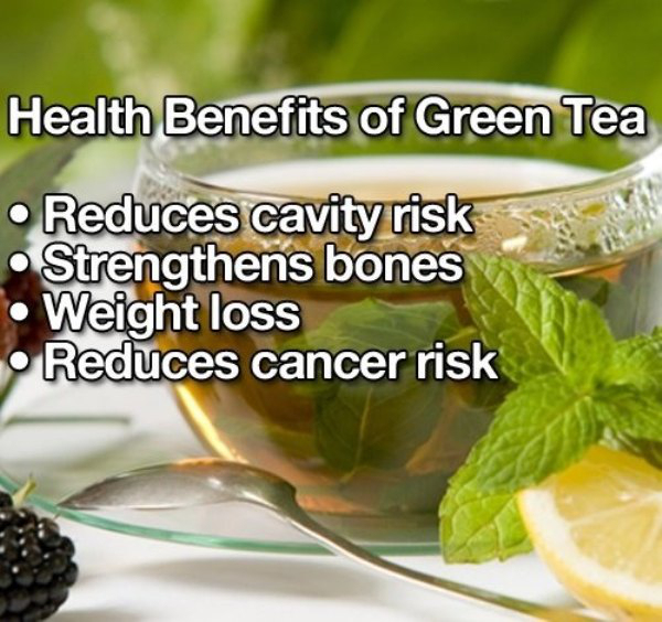 natural tea - Health Benefits of Green Tea Reduces cavity risk Strengthens bones Weight loss Reduces cancer risk