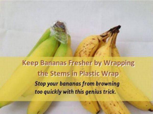 keep bananas fresh - Keep Bananas Fresher by Wrapping the Stems in Plastic Wrap Stop your bananas from browning too quickly with this genius trick.