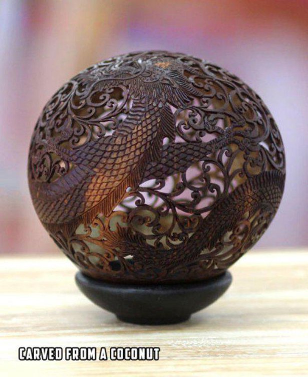 coconut shell art - Carved From A Coconut