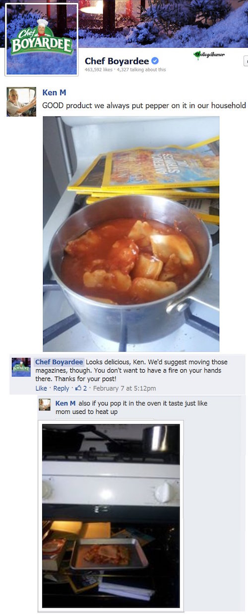 ken m magazines - Chef Boyardee Bollegehumor Chef Boyardee 463,592 4,327 talking about this Ken M Good product we always put pepper on it in our household Alde Chef Boyardee Looks delicious, Ken. We'd suggest moving those magazines, though. You don't want