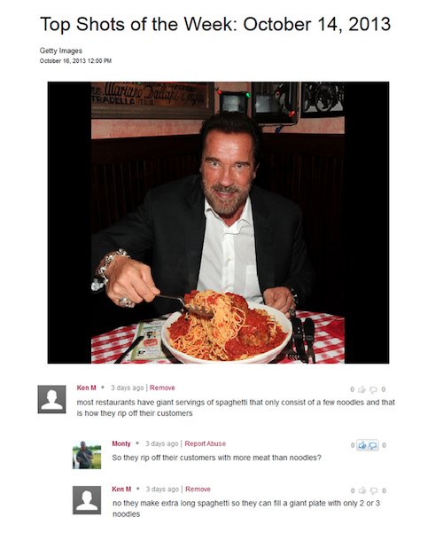 ken m spaghetti - Top Shots of the Week Getty Images Ken M. 3 days ago Remove most restaurants have giant servings of spaghetti that only consist of a few noodles and that is how they rip off their customers Monty 3 days ago Report Abuse So they rip off t