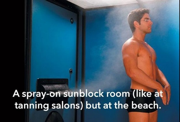tanning bed results men - A sprayon sunblock room at tanning salons but at the beach.