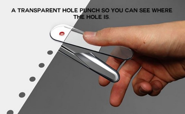 things that need to be invented - A Transparent Hole Punch So You Can See Where The Hole Is.