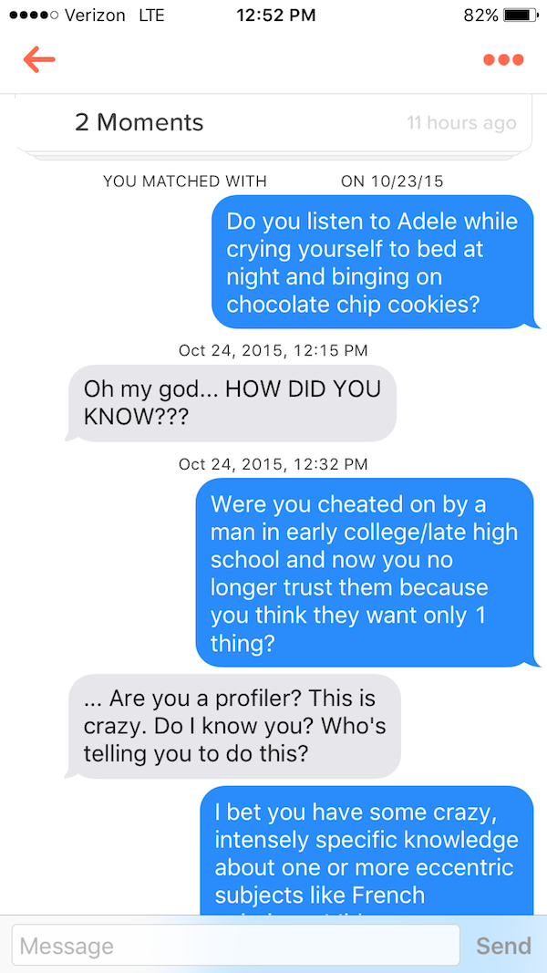 Tinder psychic predicts a woman’s future and it does not end well